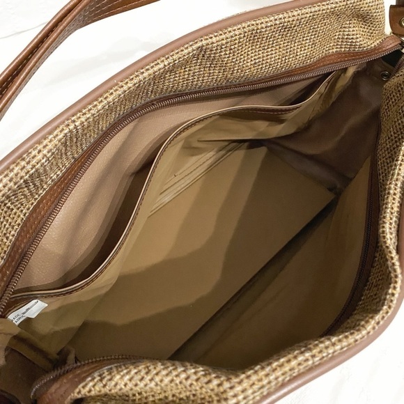 JETLINER VINTAGE BROWN LEATHER TWEED CROSSBODY SHOULDER BAG - Picture 7 of 7